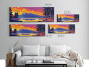 Mountain Lake, Forest Reflection, Serene Nature, Canvas Print, Adventure Wall Art, Cabin Decor, Wilderness Landscape, Sunset Scene