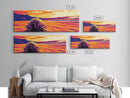 Desert Scene, Wild Grass, Vibrant Sky, Framed Canvas Print, Southwest Wall Art, Boho Decor, Minimalist Landscape, Warm Tones