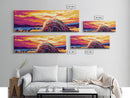 Coastal Waves, Sunset Glow, Rugged Cliffs, Canvas Print, Seascape Art, Modern Wall Decor, Beach House Style, Nautical Artwork