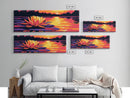 Water Lily, Tranquil Lake, Framed Canvas Print, Serene Nature Art, Zen Wall Decor, Sunset Reflection, Large Artwork, Bathroom Wall Art