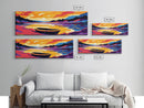 Sunset Boat, Serene Lake, Framed Canvas Print, Tranquil Water Art, Calm Landscape, Warm Color Palette, Boho Home Decor, Bedroom Wall Art