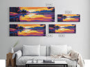 Sunset Lake, Tranquil Reflection, Serene Nature Art, Vibrant Landscape, Framed Canvas Print, Cozy Cabin Decor, Warm Autumn Colors