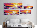 Ocean Waves, Fiery Sunset, Framed Canvas Print, Bold Seascape Art, Nature Scene, Coastal Home Decor, Modern Wall Art, Office Decor