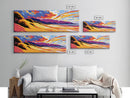 Golden Dunes, Mountain Backdrop, Vibrant Sunset, Framed Canvas Print, Boho Earthy Art, Modern Living Room Decor, Southwest Aesthetic