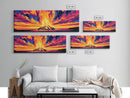 Sunset Flames, Majestic Campfire, Vibrant Night Sky, Framed Canvas Print, Cozy Rustic Wall Art, Cabin Retreat, Autumn Home Decor