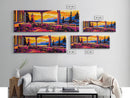 Lakeside, Patio, Sunset, Framed Canvas Print, Vibrant Landscape Art, Dining Room Art, Cozy Decor, Warm Tones, Rustic Autumn Wall Art
