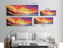 Beach, Waves, Sunset, Framed Canvas Print, Coastal Wall Art, Nautical Decor, Ocean Art, Vibrant Summer Artwork, Surf Inspired Home Decor