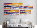 Ocean, Waves, Sunset, Framed Canvas Print, Coastal Wall Art, Boho Beach Art, Vibrant Seaside Decor, Nautical Artwork, Surfer Room Art