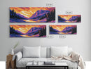 Vibrant Forest Scene, Sunset Mountain View, Nature Art, Wooded Landscape, Cabin Wall Decor, Outdoor Retreat, Living Room Art, Canvas Print