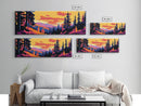 Pine Tree Landscape, Autumn Wilderness Art, Cozy Nature Decor, Warm Sunset Tones, Rustic Cabin Accent, Woodland Aesthetic, Canvas Print