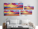 Sunset River Scene, Golden Hour Painting, Colorful Landscape, Cozy Nature Decor, Serene Wilderness Art, Rustic Cabin Accent, Canvas Print