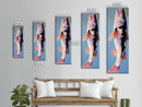 Abstract Fish, Minimalist Coastal, Blue and Pink Art, Framed Canvas Print, Modern Nautical Decor, Beach House, Kitchen Wall Art