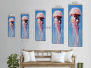 Jellyfish Painting, Ocean Life Wall Art, Coastal Minimalist Decor, Beach House Artwork, Nautical Blue, Framed Canvas Print