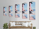 Cliffside, Ocean Horizon, Tranquil Seascape, Minimalist, Soft Pastel, Coastal Aesthetic, Serene Nature, Canvas Print