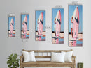 Surfboard Girl, Summer Beach, Coastal Aesthetic, Canvas Print, Boho Wall Art, Minimalist Painting, Living Room Decor, Gift, Pastel