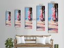 Coastal Walk, Pink Blossom, Vibrant Tree Art, Canvas Print, Beach Pathway, Spring Landscape, Serene Wall Art, Living Room Decor