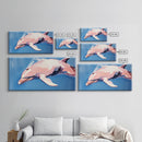 Dolphin Painting, Ocean Wall Art, Coastal Home Decor, Marine Life Artwork, Blue and Pink Art, Beach House Art, Framed Canvas Print
