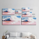 Ocean Wave, Soft Pink, Beach Scene, Canvas Print, Coastal Wall Art, Modern Home Decor, Nautical Aesthetic, Tranquil Bedroom Wall Art