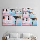 Lake House, Nature Reflection, Peaceful Retreat, Summer Serenity, Framed Canvas Print, Living Room Wall Art, Rustic Home Decor, Pastel