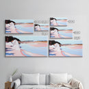 Cliffs Water, Reflection, Canvas Print, Coastal nature art, contemporary seascape painting, shoreline view, pastel scenery, ocean decor