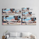 Beach Picnic, Seaside Dining, Summer Wall Art, Framed Canvas Print, Coastal Decor, Relaxing Atmosphere, Kitchen Art, Nautical Aesthetic