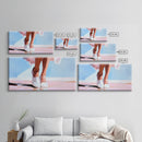 Elegant Walk, Feminine Art, Framed Canvas Print, Minimalist Painting, Pastel Tones, Chic Home Decor, Bedroom Wall Art