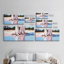 Cypress Reflection, Nature Art, Framed Canvas Print, Landscape Wall Decor, Modern Home Aesthetic, Boho Forest Painting