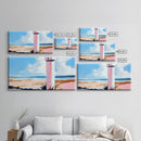 Coastal Lighthouse, Beach Wall Art, Nautical Decor, Ocean Landscape, Seaside Home, Modern Minimalist, Framed Canvas Print