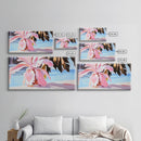 Pink Tropical Plant, Boho Botanical, Exotic Leaves, Pastel Colors, Soft Summer Vibes, Relaxing Nature, Living Room Art, Framed Canvas Print