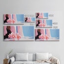 Floral, Waterfall, Soft Pink, Framed Canvas Print, Living Room Wall Art, Boho Art, Nature Artwork, Elegant Painting, Serene Home Decor