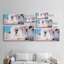 White House, Desert, Warm Tones, Framed Canvas Print, Mediterranean Art, Minimalist Architecture, Rustic Home Decor