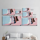 Lighthouse View, Coastal Landscape Art, Nautical Seaside Print, Travel Decor, Pastel Blue and Pink Aesthetic, Framed Canvas Print, Office Art