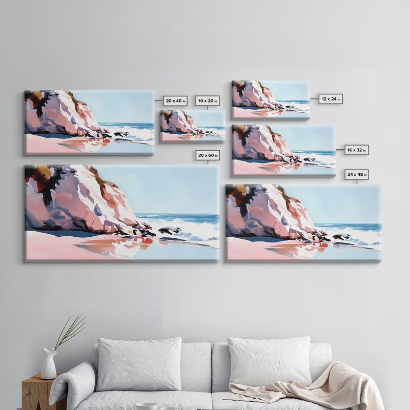 Coastal Cliffs, Ocean Waves, Beach Landscape, Wall Art, Canvas Print, Living Room Art, Modern Seascape, Blue Wall Decor, Nautical Art