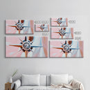 Compass Rose, Nautical Art, Pink Tones, Maritime Decor, Framed Canvas Print, Coastal Home Art, Boho Wall Art, Office Wall Decor