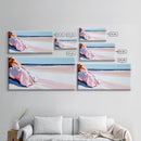 Woman in Pink, Beachside Relaxation, Canvas Print, Summer Aesthetic, Feminine Wall Art, Minimalist Seascape, Pastel Color Palette