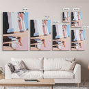 Sunlit Columns, Warm Architecture, Framed Canvas Print, Modern Urban Art, Minimalist Design, Soft Pastel Palette, Contemporary Home Decor