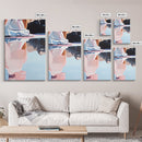 Serene Lake Painting, Abstract Water Reflection, Tranquil Nature Art, Framed Canvas Print, Boho Aesthetic, Living Room Wall Art, Pastel Decor