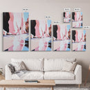 Cliffside Reflection, Coastal Wall Art, Beach House Decor, Blue and Pink Minimalist, Living Room Art, Framed Canvas Print