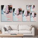 Sunset Rocks, Pastel Mountain Scene, Nature Inspired, Tranquil Landscape, Serene Wall Art, Framed Canvas Print, Bedroom Decor