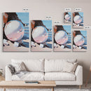 Reflective Sphere, Surrealist Print, Beach Art, Coastal Decor, Framed Canvas Print, Minimalist Aesthetic, Living Room Wall Art
