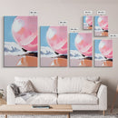 Pink Sphere, Surreal Art, Framed Canvas Print, Abstract Minimalist Decor, Dreamy Pastel Wall Art, Modern Home Design, Gallery Artwork