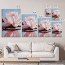 Lotus, Water Lily, Tranquil Nature Art, Framed Canvas Print, Zen Floral Wall Decor, Soft Pastel Painting, Botanical Art, Spa Wall Art