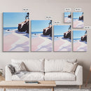 Beach View, Ocean Shore Art, Coastal Landscape Painting, Framed Canvas Print, Living Room Wall Art, Minimalist Seaside Decor