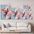 Pink Lobster Art, Coastal Kitchen Decor, Abstract Seafood Illustration, Nautical Wall Print, Framed Canvas Print, Dining Room Wall Art