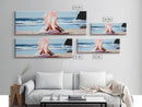 Beach Bonfire, Ocean Fire, Coastal Campfire, Framed Canvas Print, Seaside Night Art, Relaxing Summer Scene, Nautical Wall Decor