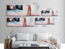 Barefoot Woman, Flowing Pink Dress, Water Reflection, Canvas Print, Feminine Wall Art, Elegant Bedroom Decor, Soft Pastel Aesthetic
