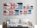 Flowing Pink Fabric, Water Reflection, Feminine Aesthetic, Framed Canvas Print, Romantic Wall Art, Soft Color Palette, Elegant Home Decor