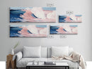 Ocean Waves, Pink and Blue, Coastal Wall Art, Minimalist Beach Print, Modern Home Decor, Surfer Vibes, Canvas Print, Serene Seascape