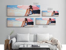 Woman Under Umbrella, Beach Relaxation, Summer Scene, Framed Canvas Print, Minimalist Boho Art, Seaside Wall Decor, Nautical Artwork