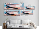 Rowboat on Shore, Nautical Scene, Pastel Coastal Art, Minimalist Ocean Print, Beach House Decor, Serene Wall Art, Canvas Print